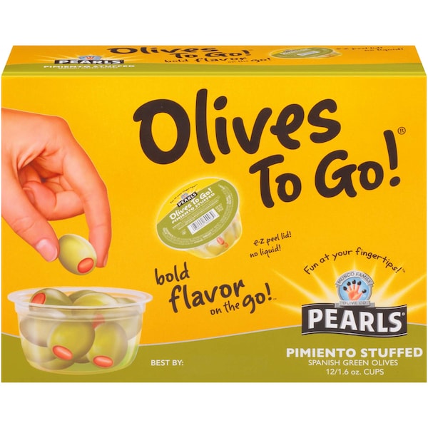 Pearls Olive To Go Pimento Stuffed Manzanilla Olive Cup 1.2 Oz., PK96